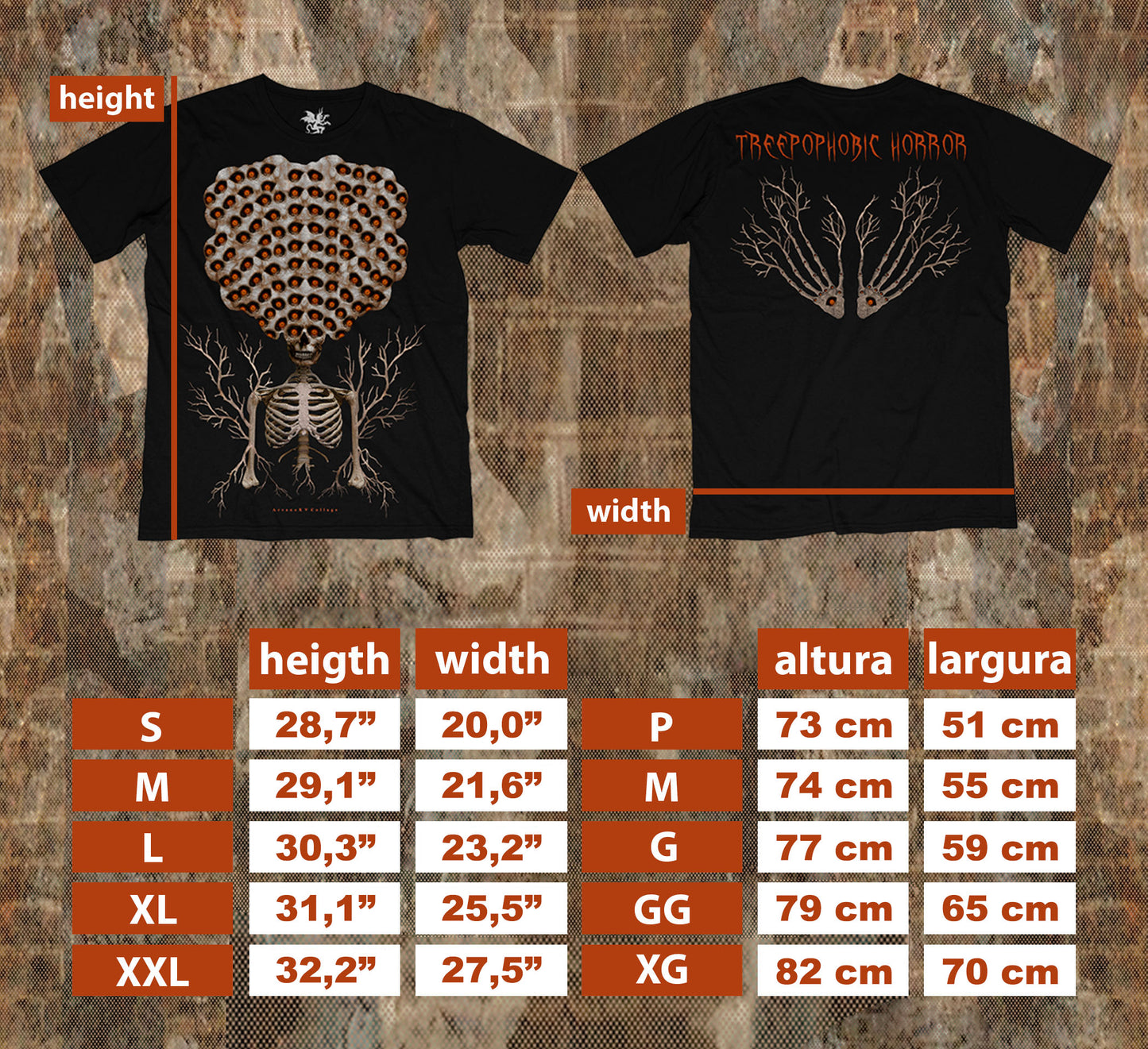 CAMISETA TREEPOPHOBIC HORROR | EDIÇÃO LIMITADA | TINTA REATIVA À LUZ NEGRA